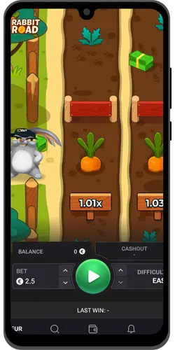 Rabbit Road slot game running on mobile device